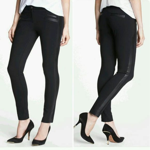 PAIGE Pants - Paige Tuxedo Stripe Pant Leather Detail Size 31